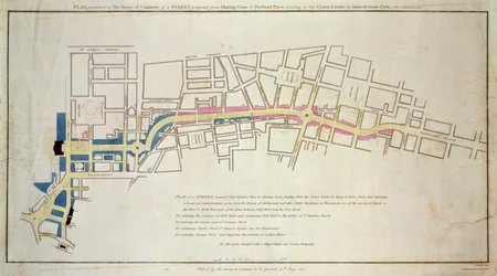 Plan der vorgeschlagenen Straße von Charing Cross nach Portland Place, 1848